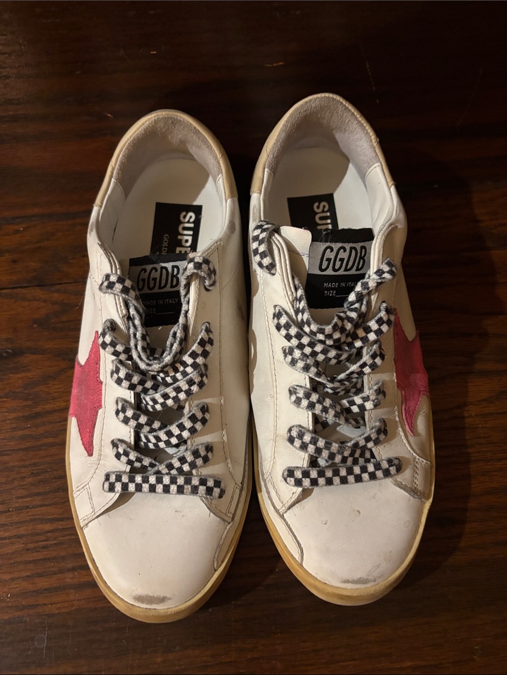 Golden Goose White Sneakers with Pink Star